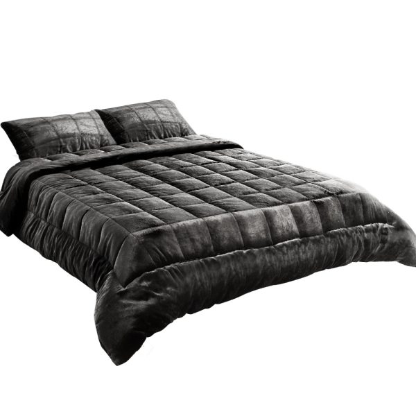 Bedding Faux Mink Quilt Charcoal