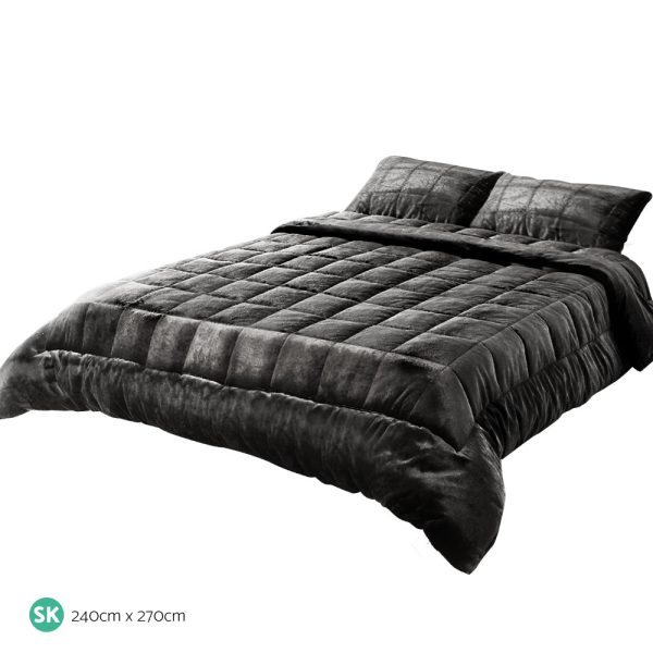 Bedding Faux Mink Quilt Charcoal