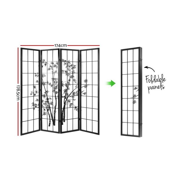 Pleasanton Room Divider Screen Privacy Dividers Pine Wood Stand Black White