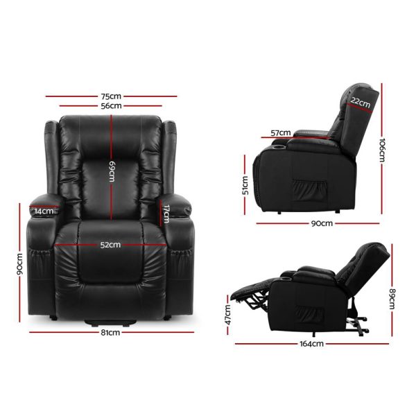 Electric Recliner Chair Lift Heated Massage Chairs Lounge Sofa Leather