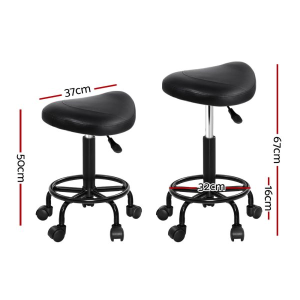 Saddle Stool Salon Chair Black Swivel Beauty Barber Hairdressing Gas Lift