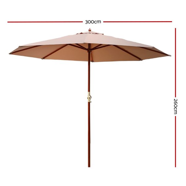 Outdoor Umbrella 3M Pole Cantilever Stand Garden Umbrellas Patio