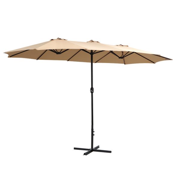 Outdoor Umbrella Twin Umbrella Beach Stand Base Garden Sun Shade 4.57m