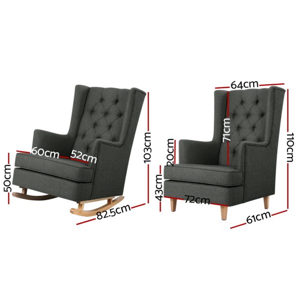 Rocking Armchair Feedining Chair Fabric Armchairs Lounge Recliner