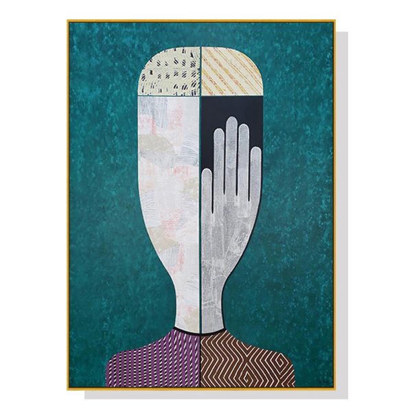 Abstract Man Gold Frame Canvas Wall Art