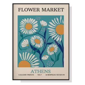 Flower Market Athens Black Frame Canvas Wall Art