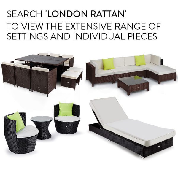 LONDON RATTAN 1pc Sofa Outdoor Furniture Setting – Steel Frame Garden Lounge.