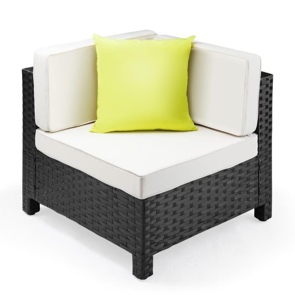 LONDON RATTAN 1pc Sofa Outdoor Furniture Setting -Corner Garden Lounge Chair.