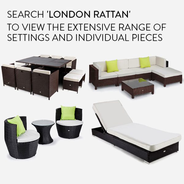 LONDON RATTAN 1pc Sofa Outdoor Furniture Setting -Corner Garden Lounge Chair.