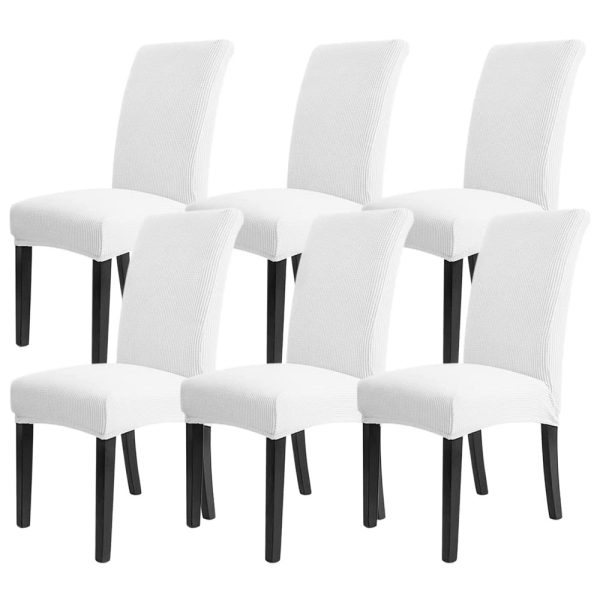 6pcs Dining Chair Slipcovers/ Protective Covers (White) GO-DCS-106-RDT