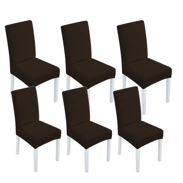 6pcs Dining Chair Slipcovers/ Protective Covers (Dark Brown) GO-DCS-104-RDT