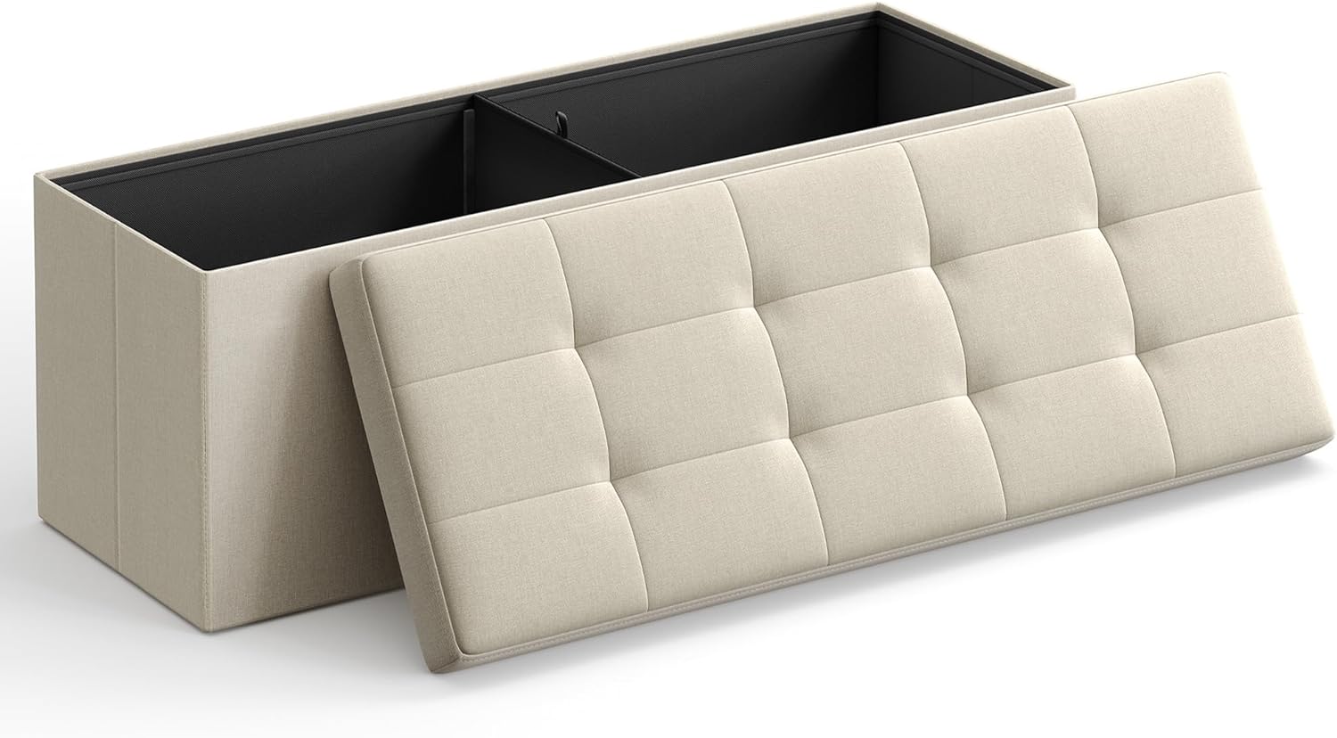 109cm Folding Storage Ottoman Bench Beige