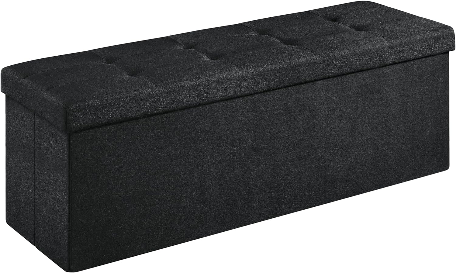 110cm Foldable Bench with Storage Space and Divider Black