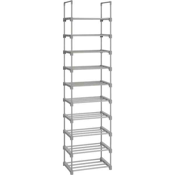 SONGMICS 10-Tier Metal Shoe Rack Customizable Design