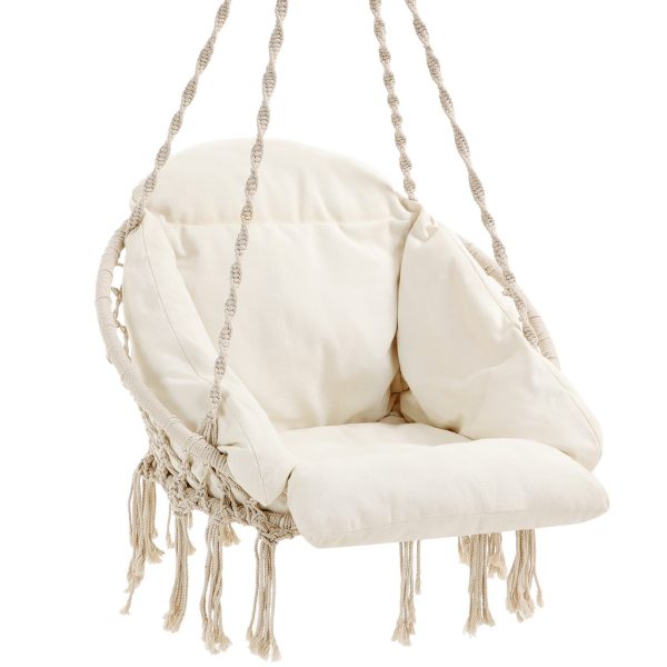 Hammock Hanging Chair with Cushion Cloud White