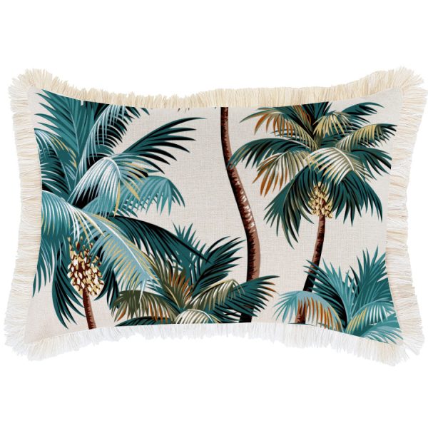 Cushion Cover-Coastal Fringe Natural-Palm Trees Natural