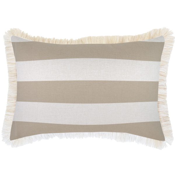 Cushion Cover-Coastal Fringe Deck-Stripe-Beige