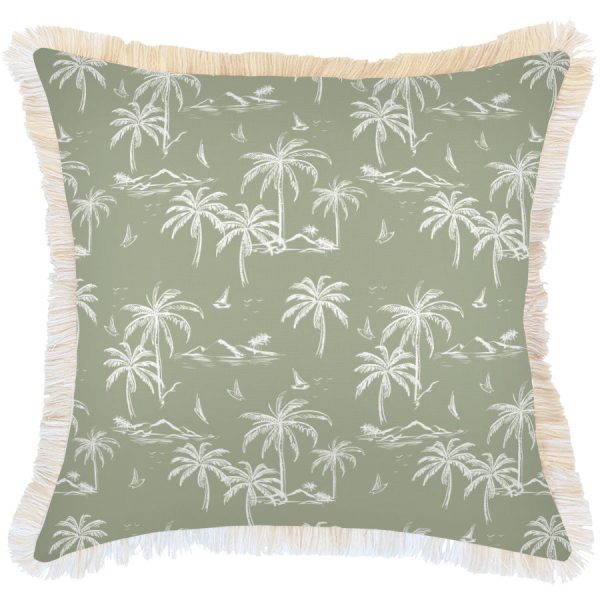 Cushion Cover-Coastal Fringe Natural-Postcards Sage