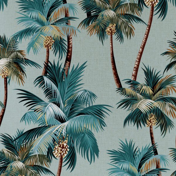 Cushion Cover-Coastal Fringe Natural-Palm Trees Seafoam