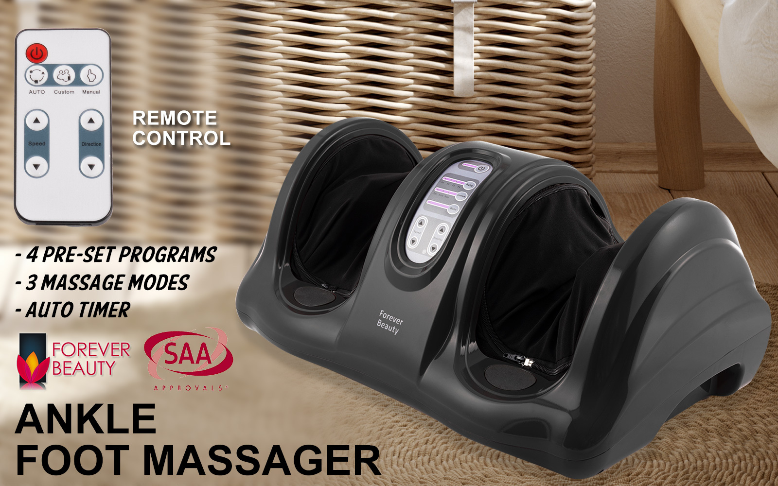 Foot Massager Shiatsu Ankle Kneading Remote