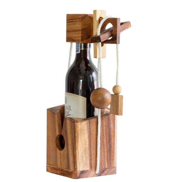 Brainteaser wine bottle mystery lock puzzle- open the lock before you can have a drink! Great party gift