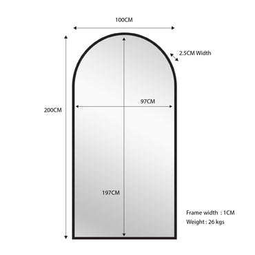 Black Metal Arch Mirror