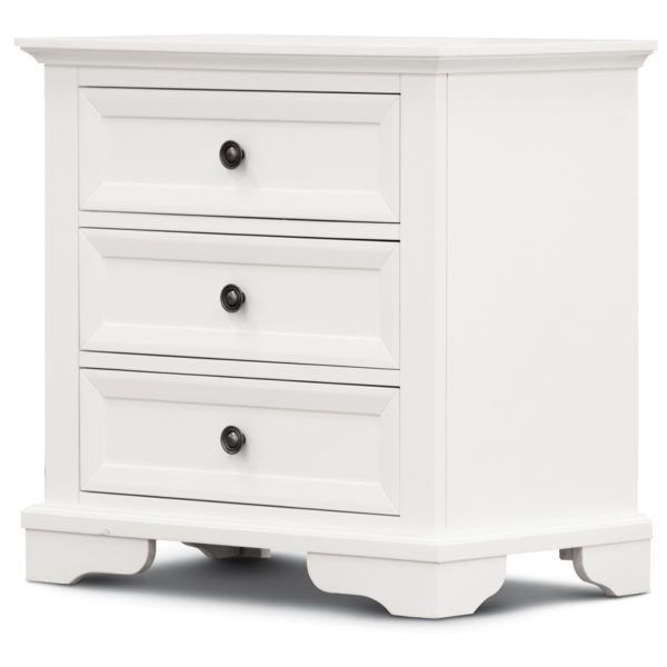 Hucclecote Bedside Table 3 Drawers Storage Cabinet Nightstand End Tables – White