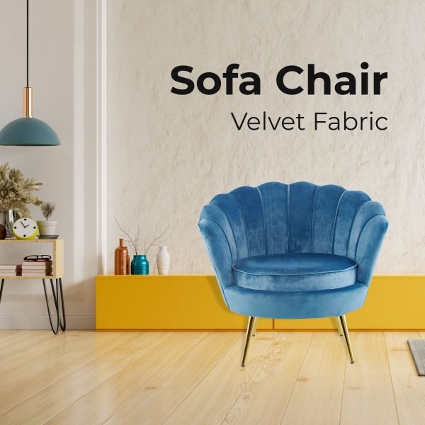 Bloomer Velvet Fabric Accent Sofa Love Chair