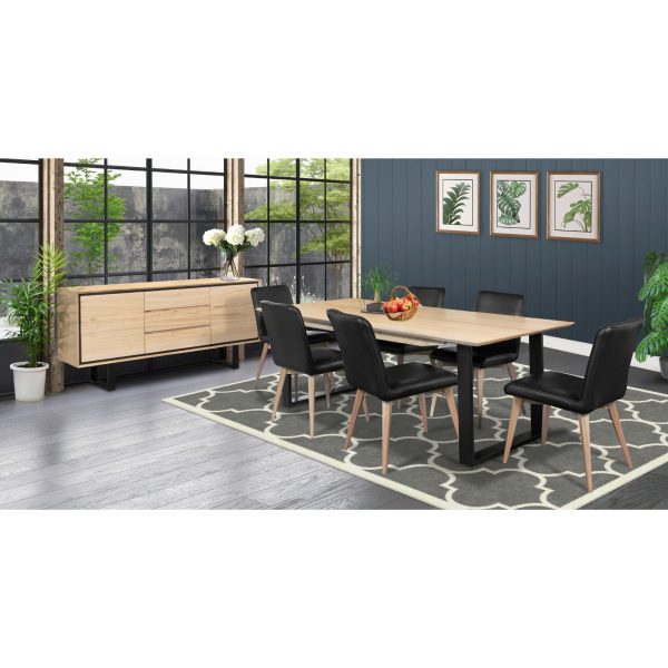 Aconite Dining Table Solid Messmate Timber Wood Black Metal Leg – Natural