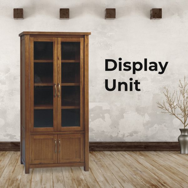 Birdsville Display Unit Glass Door Bookcase Solid Mt Ash Timber Wood – Brown