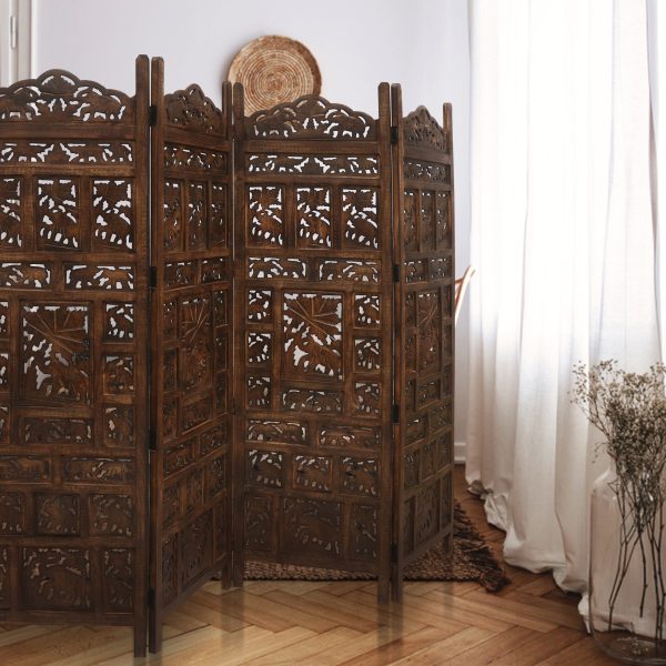 Penrith 4 Panel Room Divider Screen Privacy Shoji Timber Wood Stand