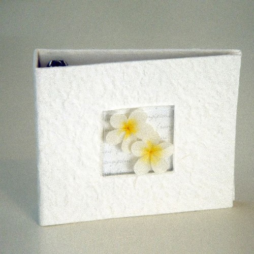 Frangipani DVD CD Disc Storage Album Cream Mulberry paper with Frangipani’s – Holds 20 Discs