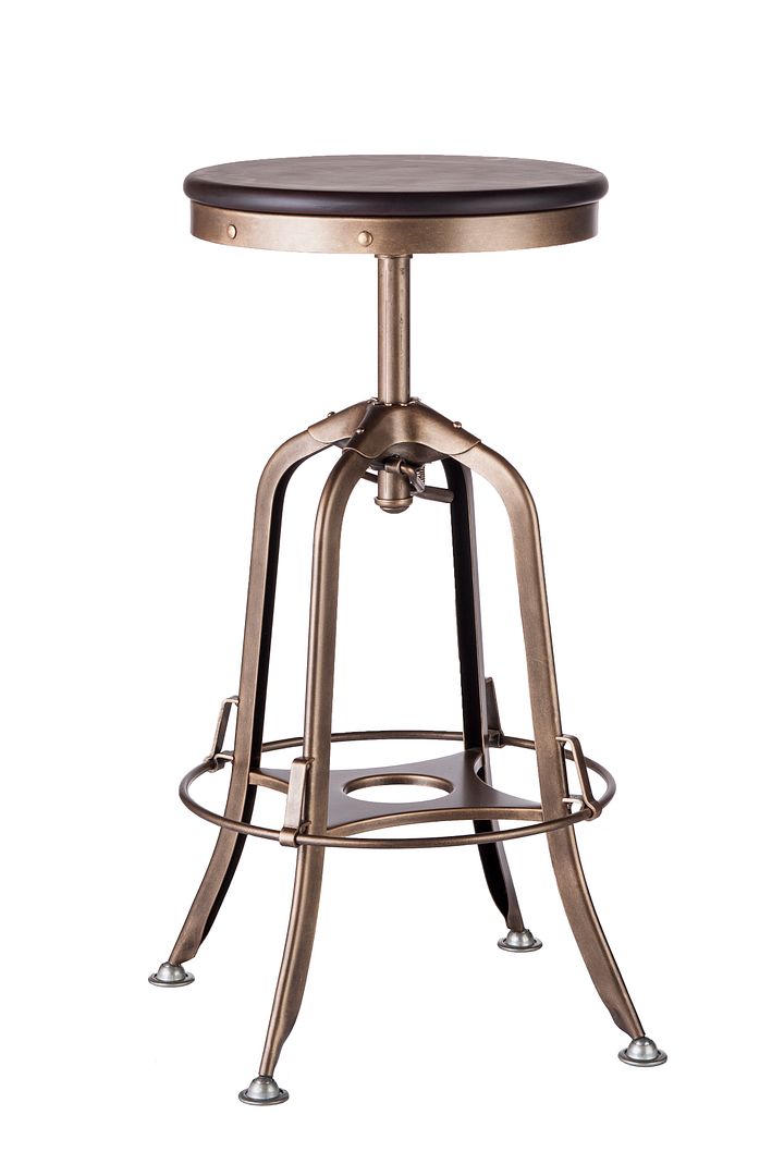 Industrial Wooden Height Adjustable Swivel Bar Stool