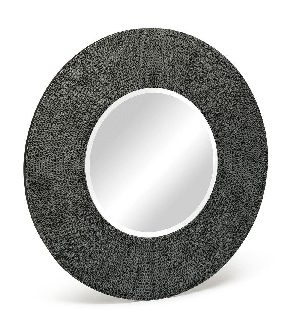 Round Wall Mirror with Croc Pattern Frame in Finish