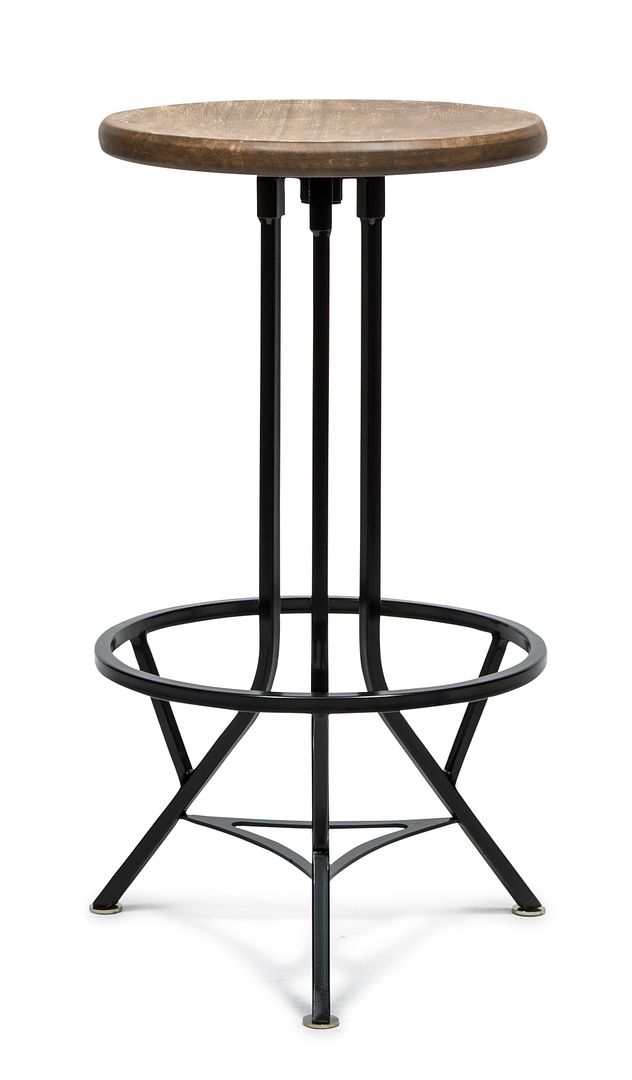 Industrial Wooden Iron Swivel Bar Stool – Black Rustic