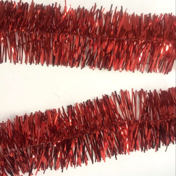 5x 2.5m Christmas Tinsel Xmas Garland Sparkly Snowflake Party Natural Home Dcor, Traditional Red