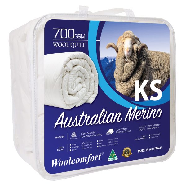 Aus Made Merino Wool Quilt 700GSM 160x210cm King Single Size