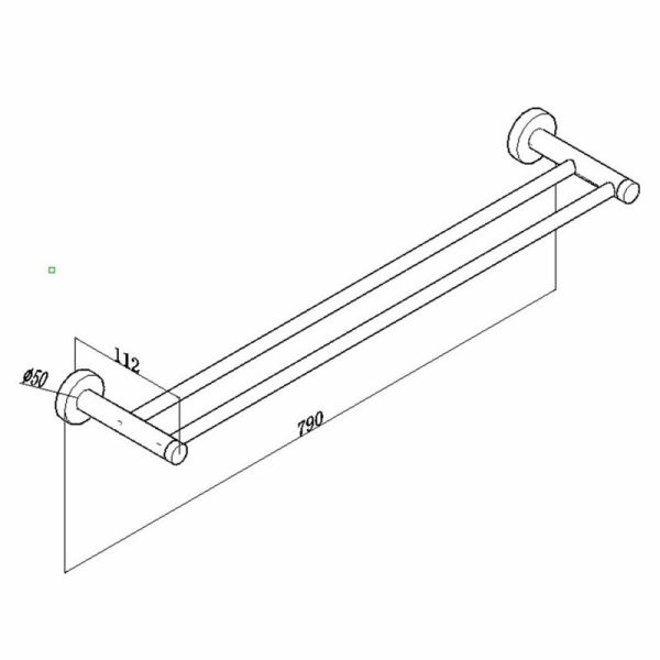 Luxurious Brushed Nickel Stainless Steel 304 Towel Rack Rail – Double Bar 800mm