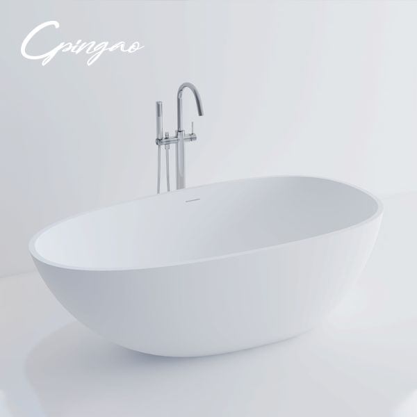 Medium Size Egg Shaped Cast stone – Solid Surface Bath 1600mm length