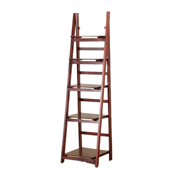 5 Tier Wooden Ladder Shelf Stand Storage Book Shelves Shelving Display Rack