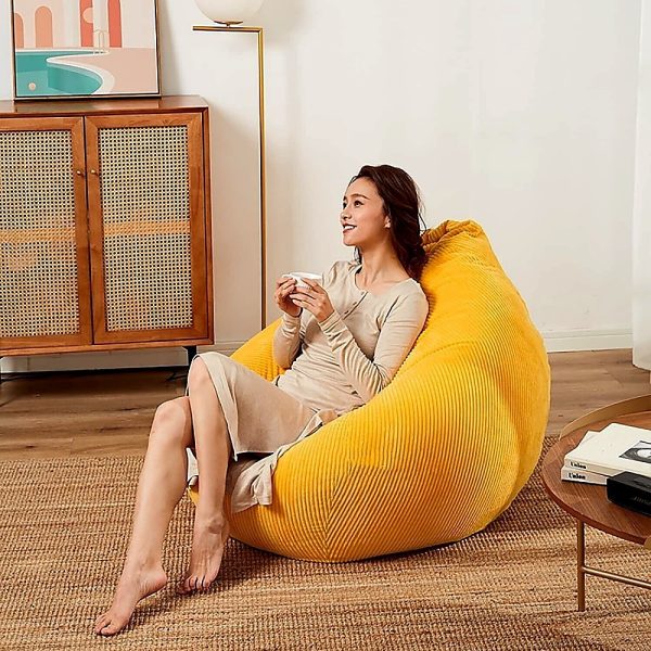 Jumbo Cord Beanbag Chair Cover Unfilled Large Bean Bag – Mustard