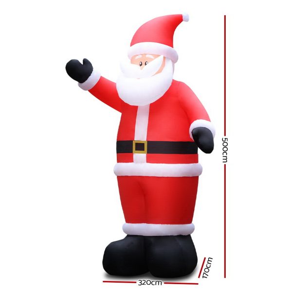 Jingle Jollys Christmas Inflatable Santa Decorations Outdoor Air-Power Light