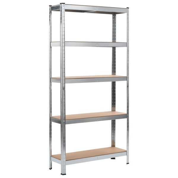 Storage Shelves 2 pcs Silver 90x30x180 cm Steel and MDF