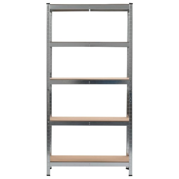 Storage Shelves 2 pcs Silver 90x30x180 cm Steel and MDF