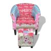 Armchair with Footstool Patchwork Design Fabric