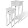 Nesting Side Table Set 2 Pieces with Drawer White