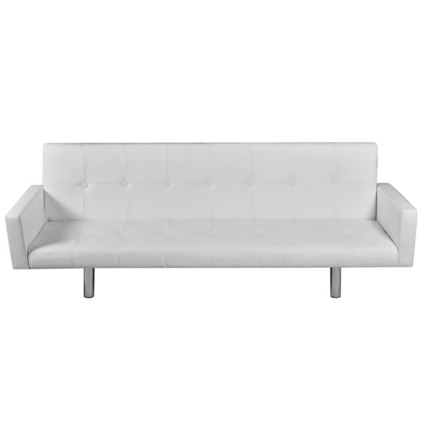 Blacksburg Sofa Bed with Armrest White Artificial Leather