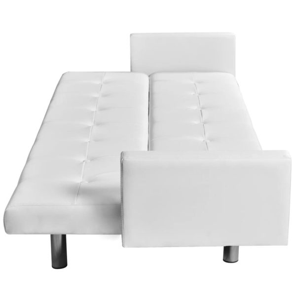 Blacksburg Sofa Bed with Armrest White Artificial Leather