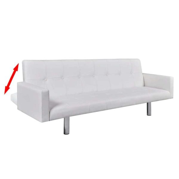 Blacksburg Sofa Bed with Armrest White Artificial Leather