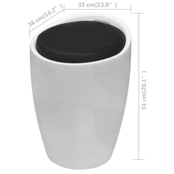 Stool White and Black Faux Leather